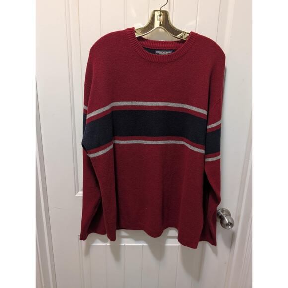 Vtg 90s Y2K American Eagle Outfitters Mens L Striped Color Block Knit Sweater - Picture 1 of 7